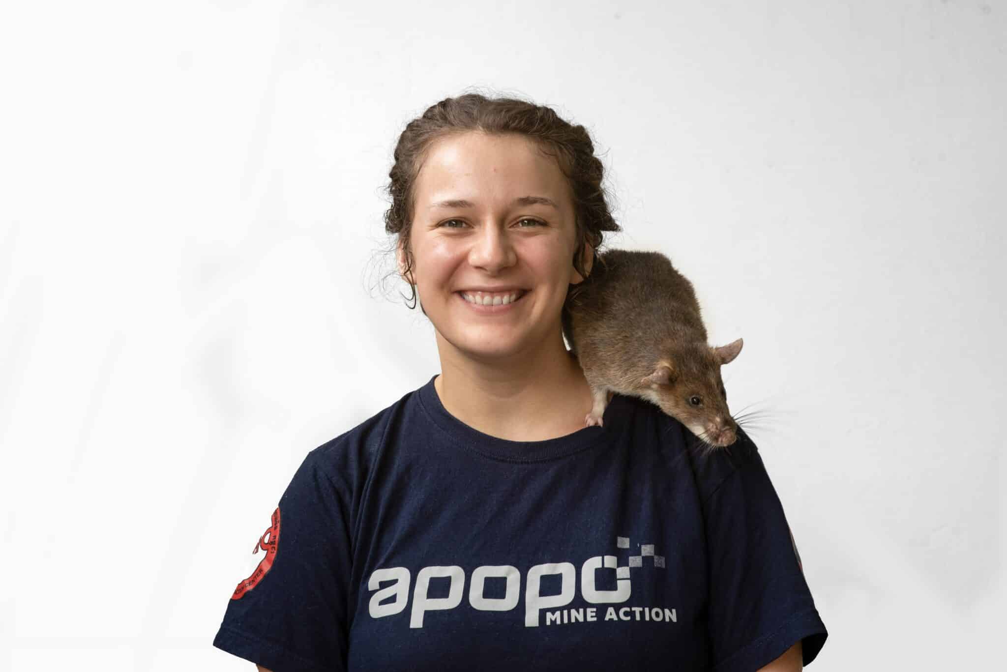 Erin Sackett, APOPO’s dedicated Animal Health and Animal Welfare Officer