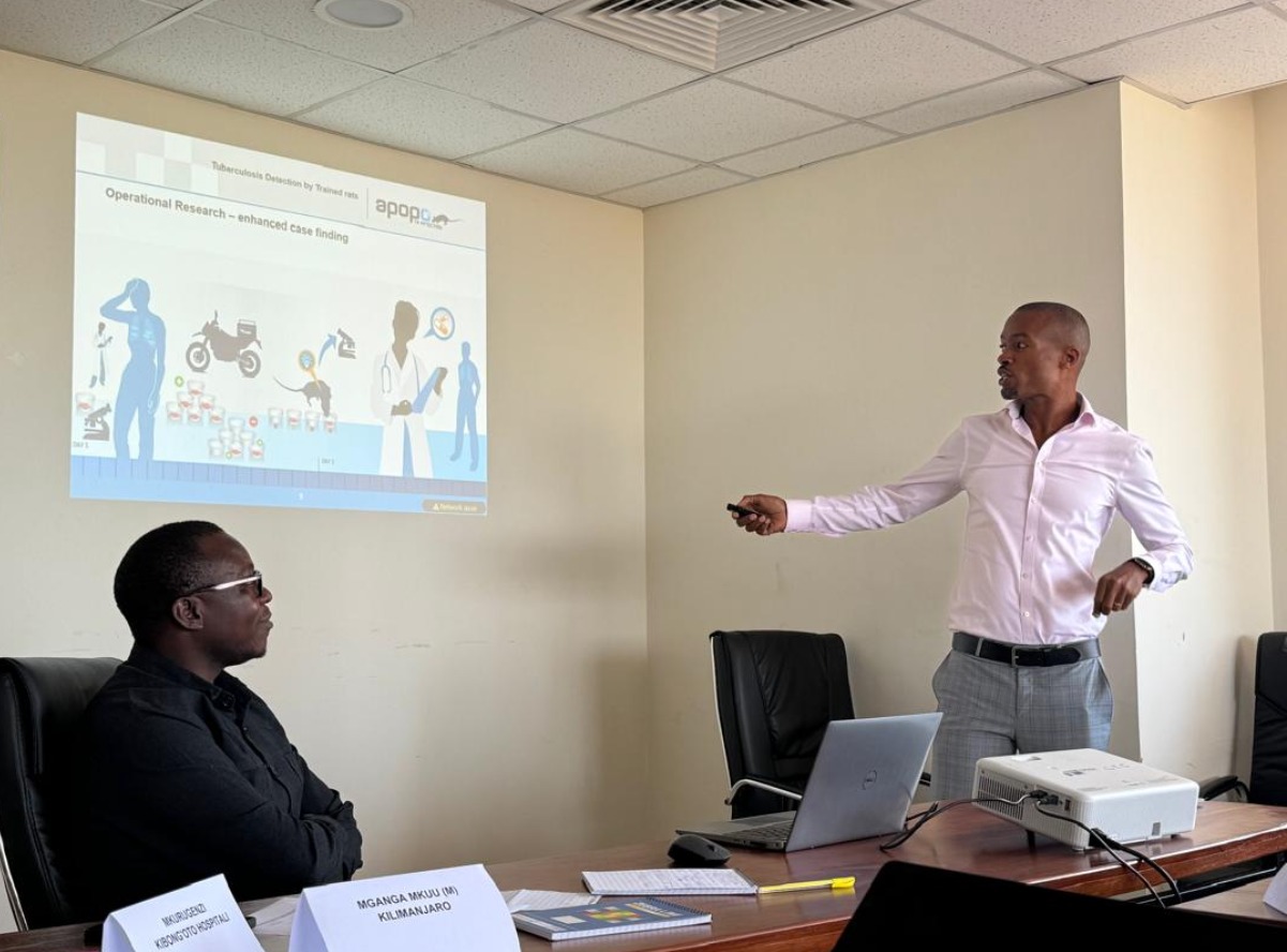 Dr Soka APOPO TB Tanzania Program Manager, presents APOPO TB Detection model