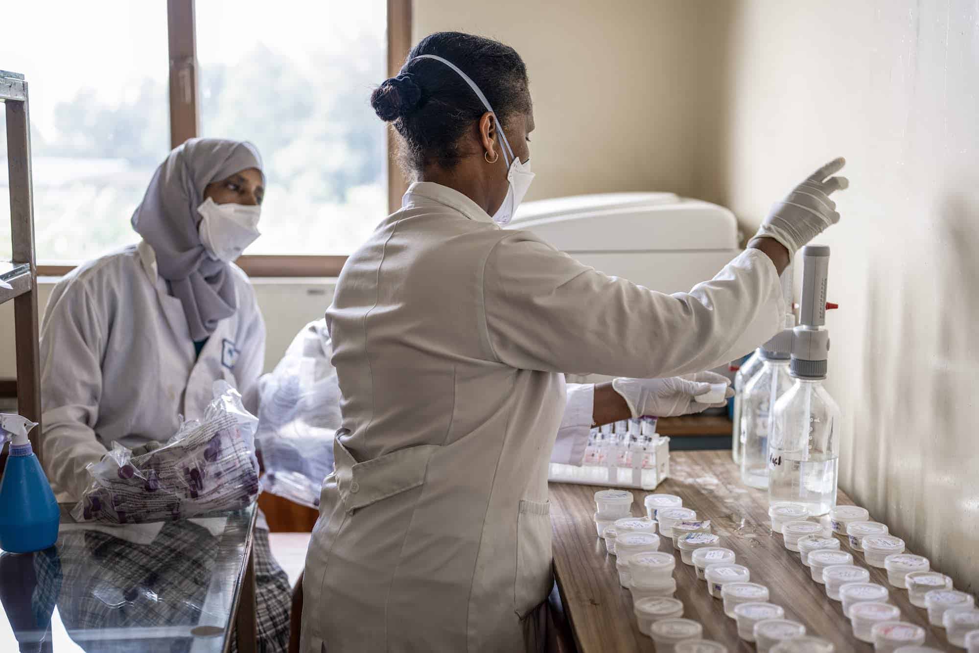 APOPO TB Ethiopia Hajera and colleague work in the lab