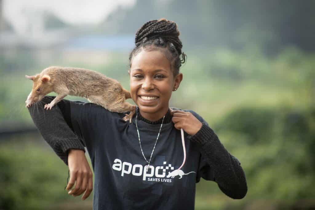 Mihret, APOPO rat handler in Ethiopia who helps detect TB in patients.