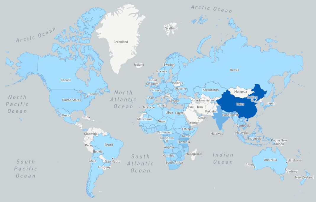 Countries involved in the trade of elephant ivory