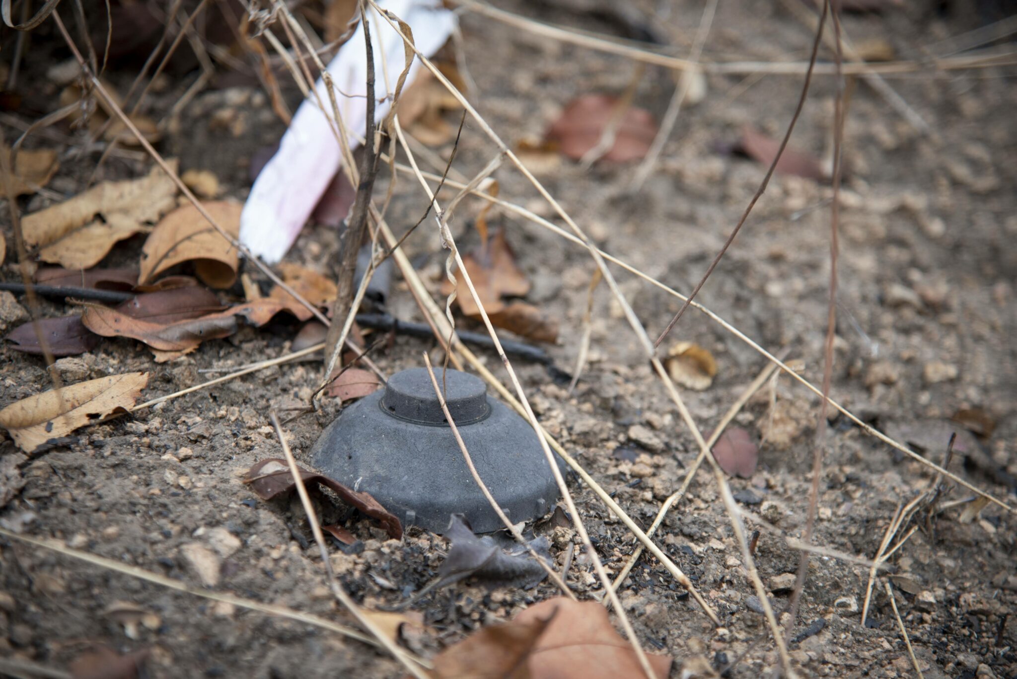 A closup of a landmine left over from past wars in Angola.