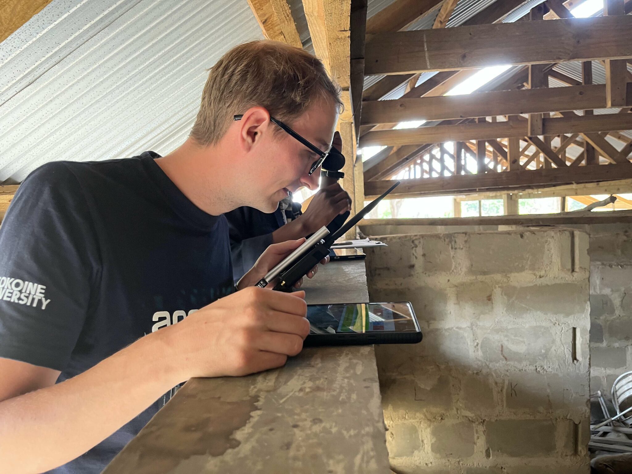 Sander observes training and sees backpack in action at APOPO